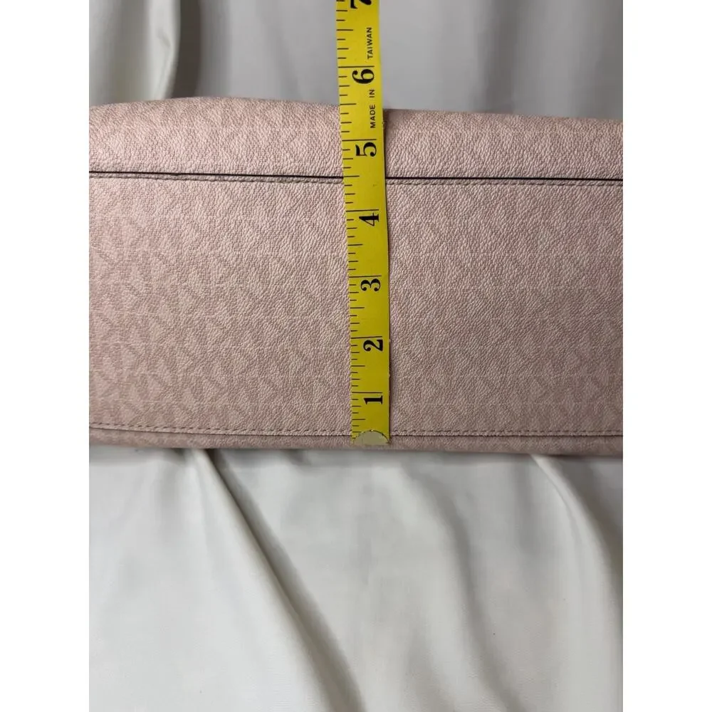 Michael Kors Trisha Large Logo Shoulder Bag Purse Powder Blush Pink